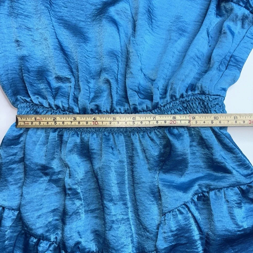 Steve Madden Prairie Dreams Satin Mini Dress Size Small S Blue